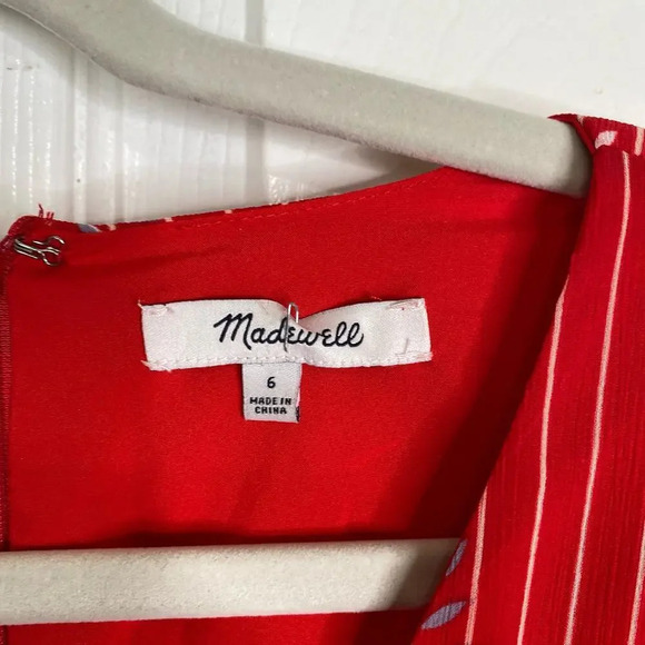 MADEWELL Button-Wrap Dress in Daisy Society Red Floral Size 6 - Picture 7 of 10